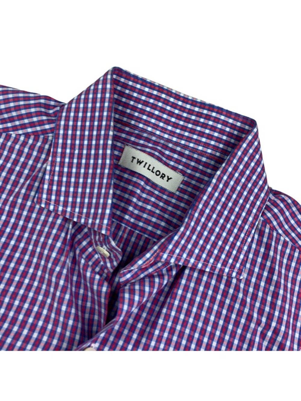 Twillory Men's 100% Cotton L/S Button Shirt Blue/Red Check • 17 | 34-35